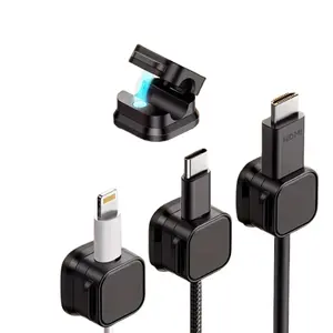 4 Pack Magnetic Cord Organizer - Cable Management Holder Adhesive For Hide or Organize USB Charger Cable on Bedside Tables, Walls & Cars