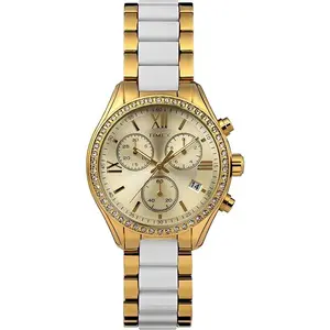 Timex Classic Chronograph Quartz Crystal Gold Dial Ladies Watch TW2V74900