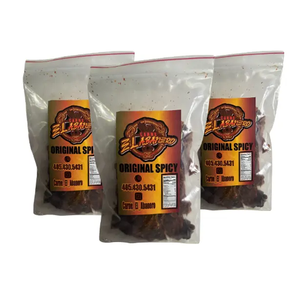 El Abanero Spicy 12oz Total (3 pack Party Pack) beef jerky