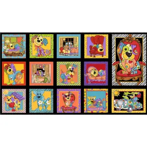 Loralie Designs Joy Dog Fabric Panel 24 x 43 Cotton Fabric for Quilting