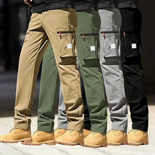Men’s 4-Pack Classic Tactical Cargo Trousers - Stretchy, Breathable, Sweat-Wicking Outdoor Workwear Pants with Multiple Zippered Pockets, Matching Casual Wear for Camping, Travel, Menswear, Plain, Hoodie, Clothes, Cargo Pants, Stretch Fit