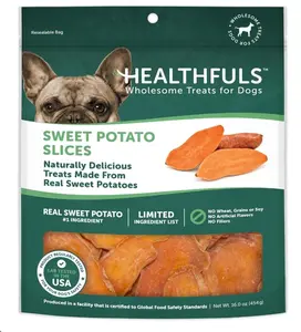 Healthfuls Sweet Potato Slices Dog Treats 16oz Grain-Free Nutritious Snack with Beta Carotene for Healthy Skin and Vision