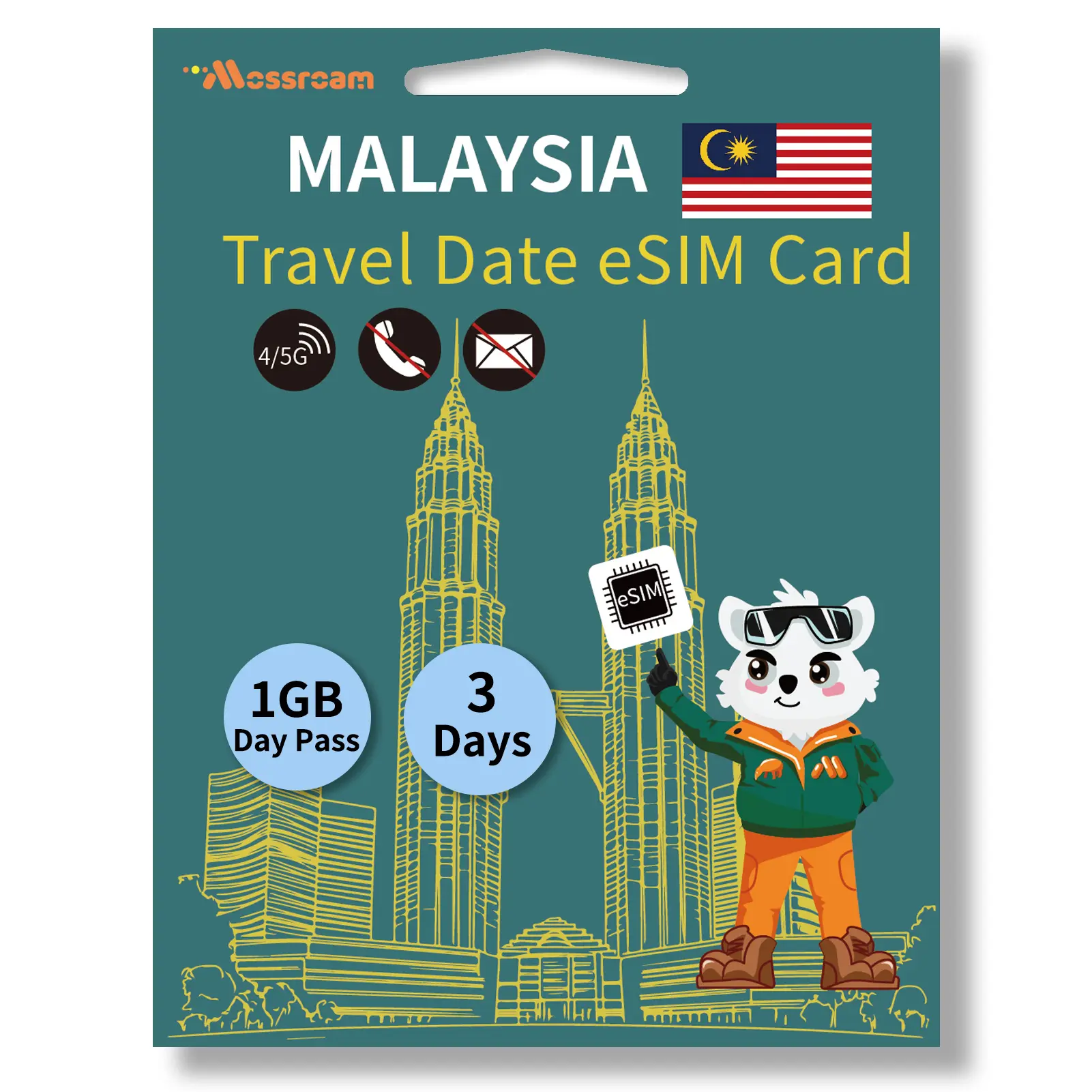 Malaysia Travel eSIM Card - 5G/4G LTE High-Speed Data - Prepaid & No Roaming,1-30GB for 7-30 Days - Easy Activation for Tourists & Business Travelers