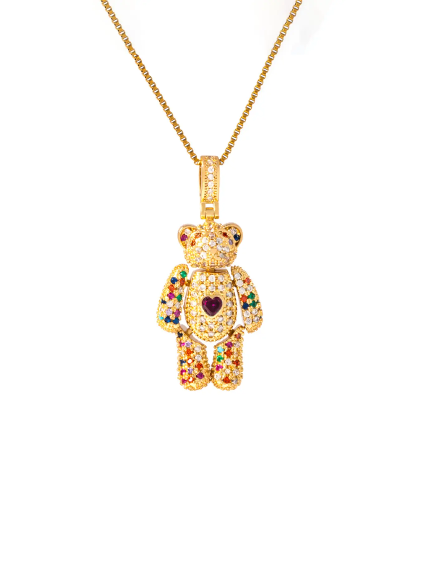 TikTok's Teddy Bear Necklace, Trendy Necklace, Sparkling Colorful Necklace Suitable for Summer Parties & Everyday Wear, Bear Present for Your Girlfriend, Mini Bear Zircon Pendant Necklace, Animal Pendant, Street Style, SimpleWomen's Jewelry, Gift Choice