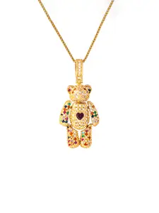 TikTok's Teddy Bear Necklace, Trendy Necklace, Sparkling Colorful Necklace Suitable for Summer Parties & Everyday Wear, Bear Present for Your Girlfriend, Mini Bear Zircon Pendant Necklace, Animal Pendant, Street Style, SimpleWomen's Jewelry, Gift Choice