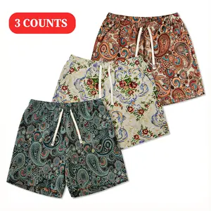 3 PC Men's Paisley Pattern Shorts | Sturdy Elastic Waist | Breathable Loose Fit | Gym Running Workout Shorts | All-Season Comfort | Casual Lounge & Sleep Bottoms | Versatile Men's Underwear | Trendy Boho Paisley Design | Soft Quick-Dry Daily Active Wear