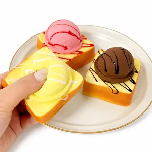 Slow-Rising Ice Cream Toast Squishy Toy - Non-Sticky, Cute Stress Relief Fidget Toy for Kids (Gift Option)