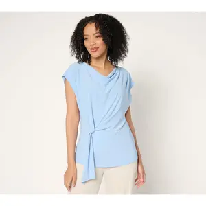 Dennis Basso Draped Front Caviar Crepe Top