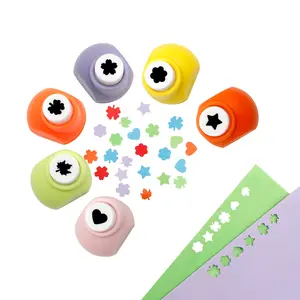 Mini Paper Punch Smooth Hole Puncher Set of 6 Shapes Heart Star Flower Maple Leaf DIY Craft Supplies for Journaling Scrapbooking Card Making Projects, Office Stationery Supplies