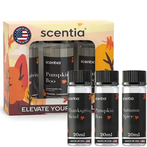 Scentia Pumpkin Vanilla Bakery Scented Liquid Aromatherapy Diffuser Oil Collection - 3x20ml Discovery Set, Home Fragrances Essential Oil Blend for Candles, DIY Cozy Scents