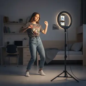 10in Phone Tripodphone Stand 63in with Ring Light, Phone Light, Tripod Stand for Phone for Live, Photography And Video Conferencing - Portable, Usb-Powered, Three Color Modes, Height Adjustable, Perfect for Family Use#Mother's Day Gift