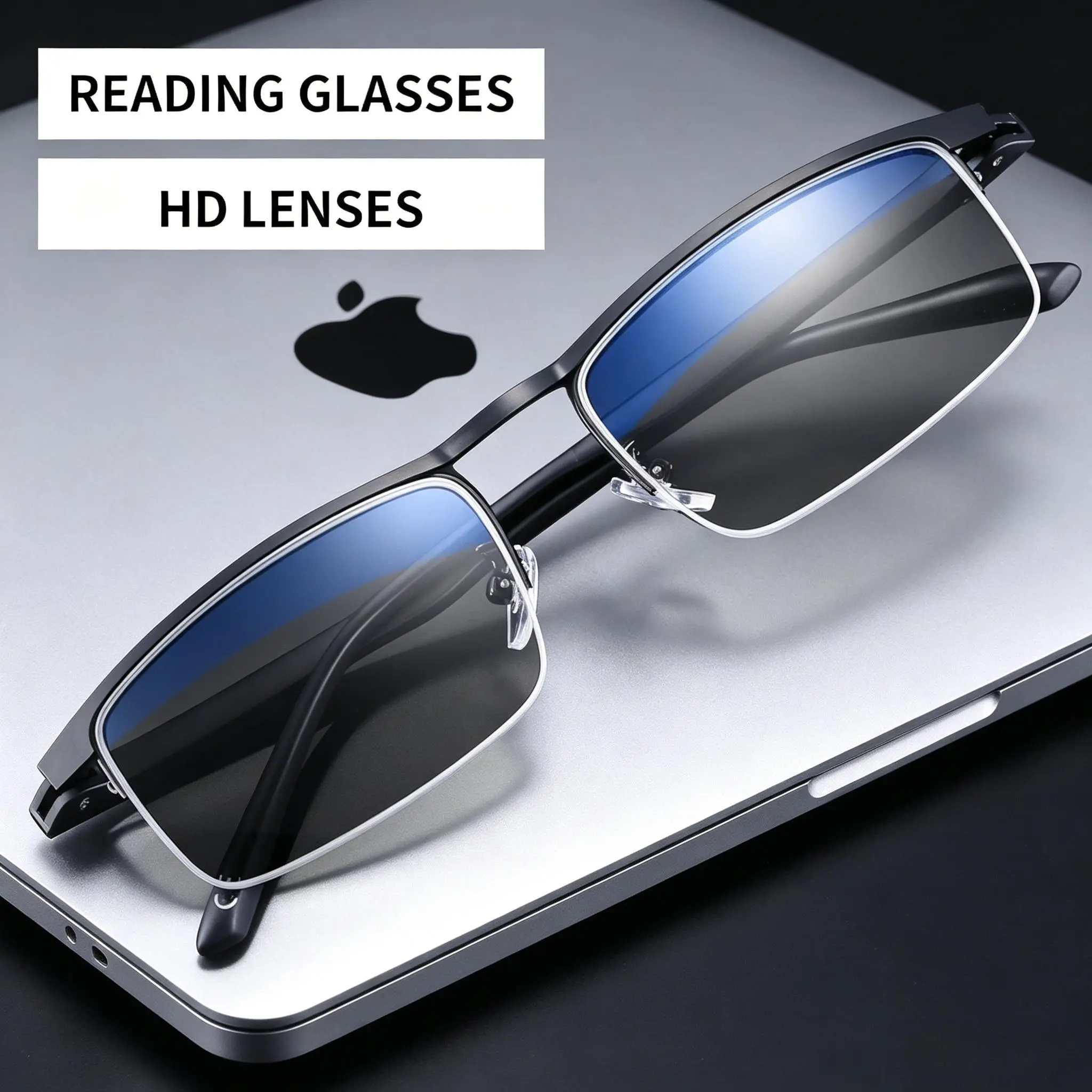 1 Pair 2-in-1 Progressive Multifocal Reading Glasses, Lightweight and Stylish, Metal Semi-Rimless Design, 100 to 400 ngth, Unisex Glasses Reading Glasses daily color fashion frame