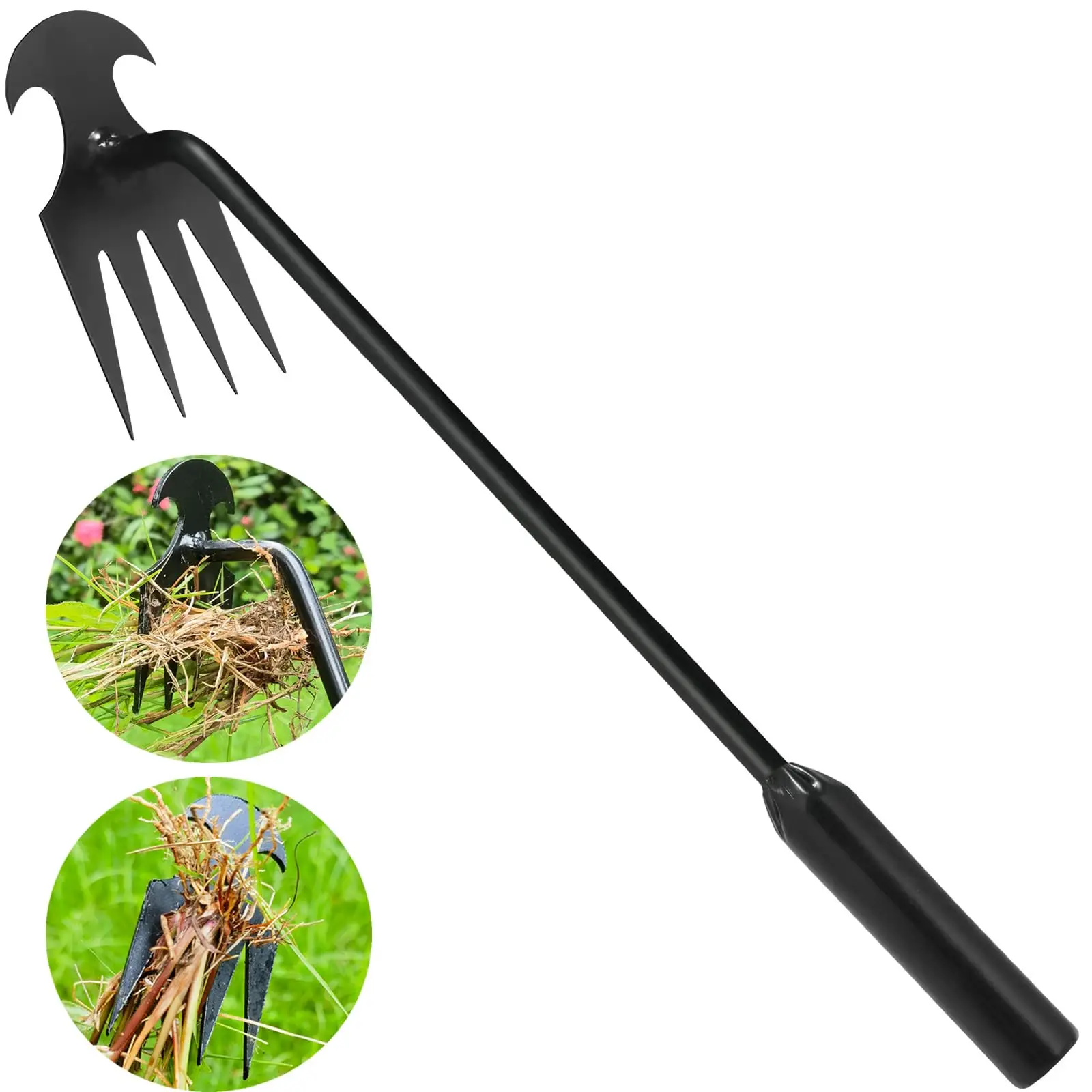 4 Teeth Garden Weeder, Portable Garden Weeder, Manual Garden Weeding Tool, Garden Tool for Vegetable Gardening Backyard Farm Planting & Weeding, Handl