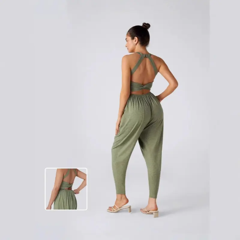 Women's 1-Size Sleeveless Fitted Strap-Up Bodycon Jumpsuit - Leg-Cinching, Butt-Lifting Effects for Sports, Outdoor Activities, One Size