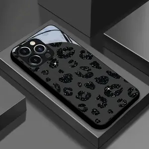 Deep Gray Glitter Star Leopard Print Wallpaper New Glass Case Design ,Scratch-Resistant Dust-Proof Phone Case,for iPhone 17 16 15 14 13 12 11 PRO MAX PLUS, AIR, Perfect Holiday Gift for Friends and Family