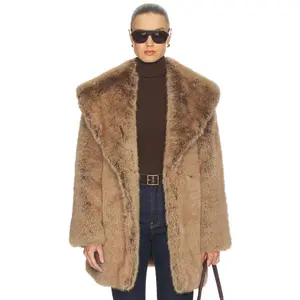 WeWoreWhat Shawl Collar Faux Fur Coat in Brown Multi