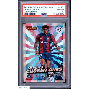 2023-24 Topps Merlin UEFA Club Merlin's Chosen Ones Lamine Yamal #MC1 PSA 10