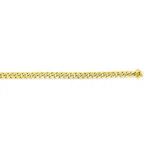 14K Gold 18"" 5mm Semi-Solid Miami Cuban Chain