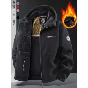 Men's Warm Hooded Fleece Jacket Coats, Norwegian Outdoor Design, Thick Graphene Lining, Windproof, Ideal for Winter Skiing Camping Daily Use