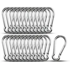 25 piece 1.57 inch Heavy Duty Spring Snap Hook Rust-Free Metal Clips Hook Stainless Steel Spring Snap Hook for Rope Chain Keys Rings