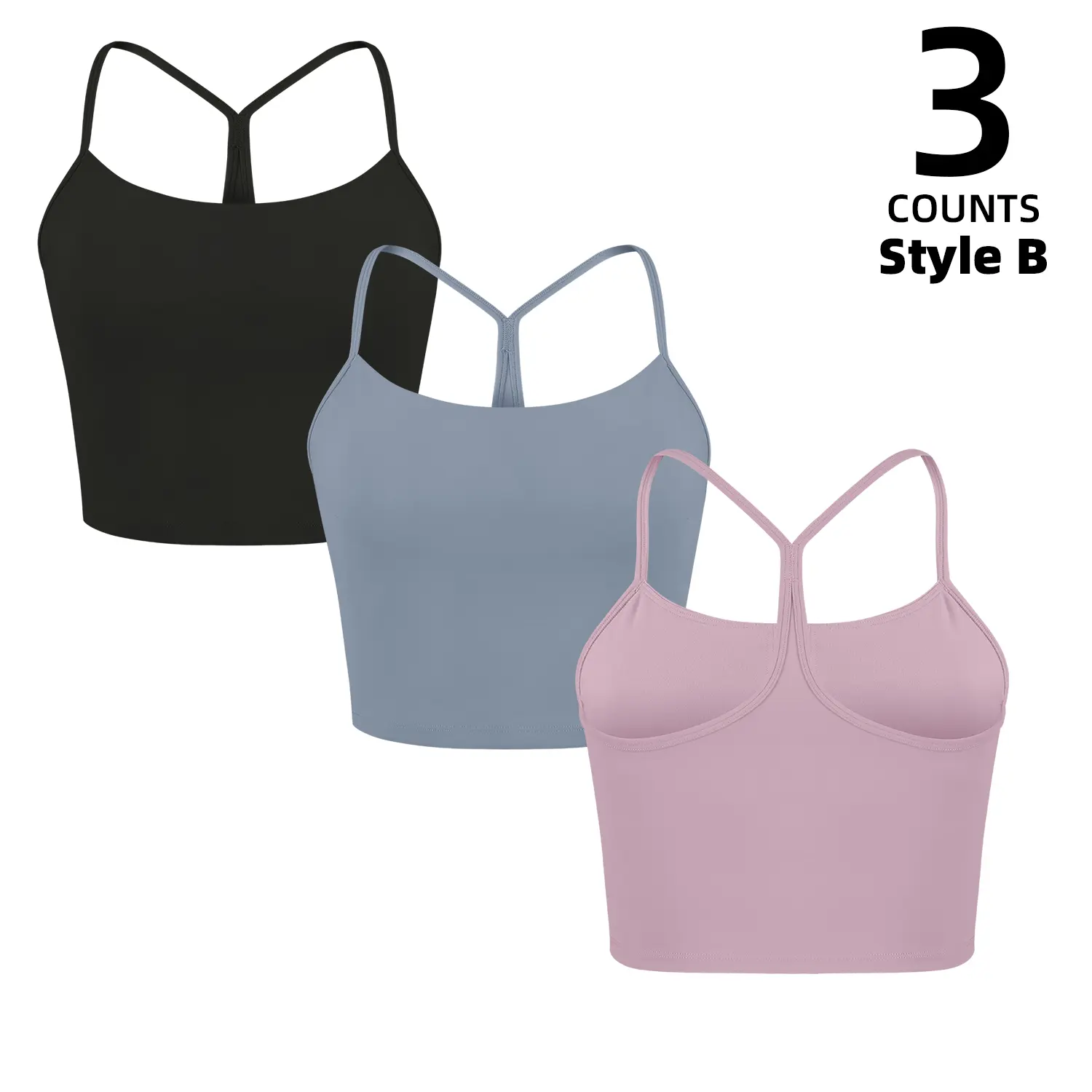 3 pcs - Style B-Black-Blue-Pink