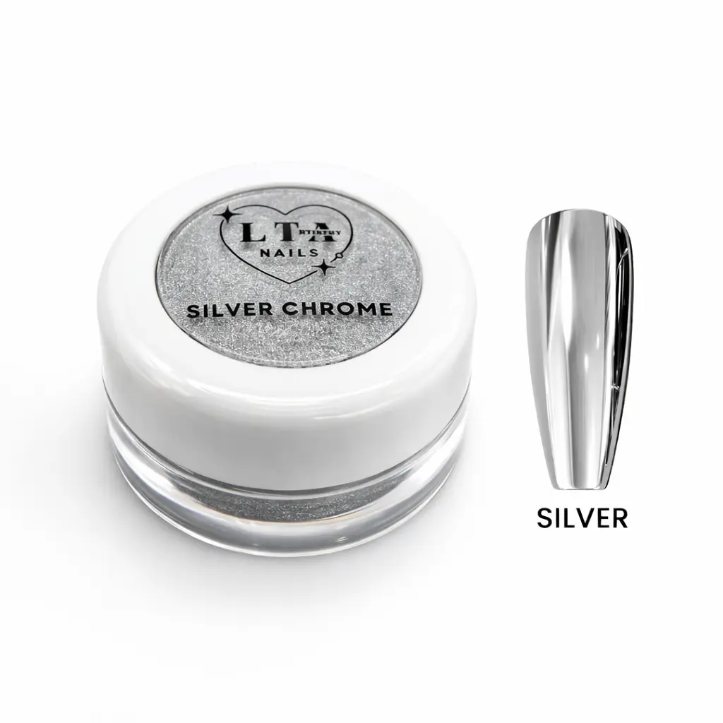 Silver Chrome Nail Powder - Metallic Mirror Finish Ultra Fine Powder