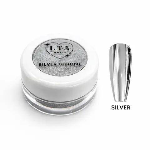Silver Chrome Nail Powder - Metallic Mirror Finish Ultra Fine Powder