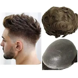 【TIMIA】Men's wig European human hair replacement system men's wig PU leather men's wig realistic 8*10 #4