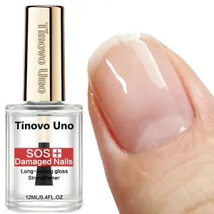 Tinovo Uno Nail Strengthener for Damaged Nails - Keratin, Alcohol-Free Formula, Long-Lasting Gloss, Protects & Fortifies Nails, Natural Dryness, 12ml/0.4fl.oz, Nail Care Product|Glossy Finish|Keratin, Nail Care Products, Nail Strengthening Serum