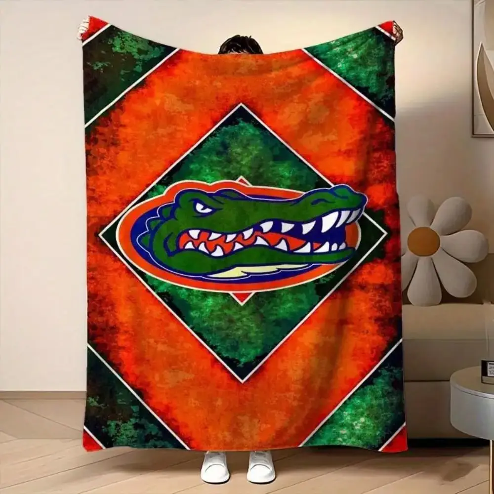 University of Florida Gators Logo Flannel Blanket Soft Funny Throw Blanket Cozy Lightweight Plush Portable Cover Blanket For Sofa,Warm Gift For Birthday,Christmas,Multiple Blanket