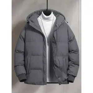 Men's Casual Hooded Down Jacket, Warm Winter Coat with Adjustable Hat, Lightweight Durable Outerwear for Cold Weather