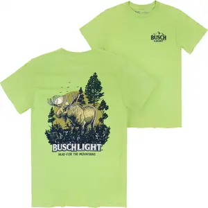 Busch Light Wildlife Moose Front and Back Print T-Shirt