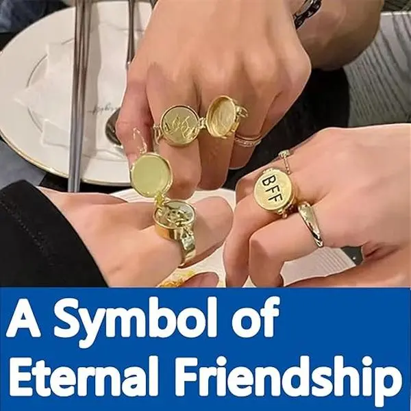 BFF Gold Spinner Anime Matching Rings Anime Aesthetic Opening Adjustable Ring for Teens Couple Women BFF Jewelry Gifts（a pair of）
