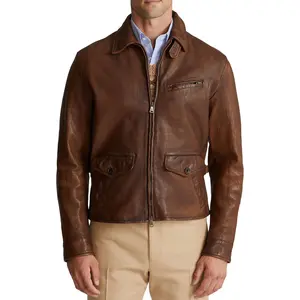 Mens Vintage Brown Cow Leather Jacket
