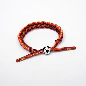 Soccer Woven Bracelet for Spain, France, England, Argentina, Brazil, Portugal Fans, Adjustable Wristband, Unisex Sports Cheer Bracelet Handmade Braided Rope