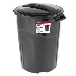 Hyper Tough 32 Gallon Heavy Duty Injection Molded Trash Can with Click Lock Lid & Sturdy Handles for Easy Moving