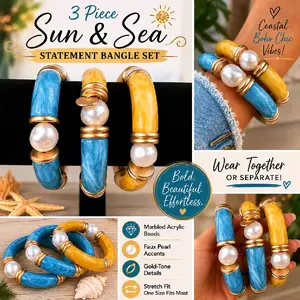 3 Piece Sun & Sea Statement Bangle Set
