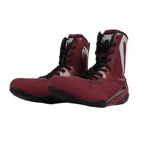 Venum Elite Boxing Shoes - Burgundy / Silver