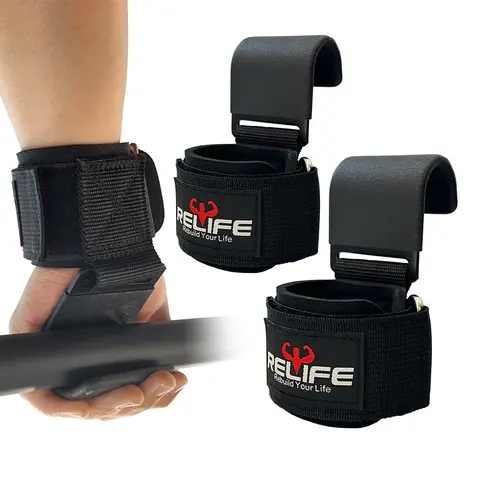 RELIFE Weight Lifting Straps (Pair) - Unisex Functional Adjustable Wrist Support with Customizable Fit, Gym Fitness Hooks, Weightlifting Grips for Deadlifts, Pull-Ups, Power Lifting Workouts