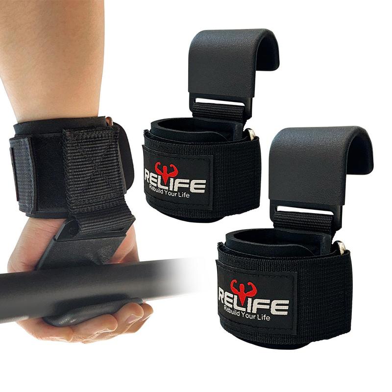 Relife Weight Lifting Straps (Pair), Gym Fitness Hooks, Weightlifting Grips, Sports Training Straps for Deadlifts, Pull-Ups and Gym Workouts, Wrist Protector for Power Lifting
