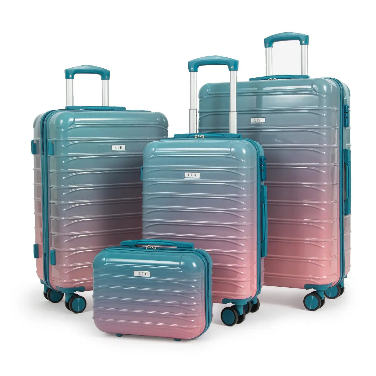 UUH 4-Piece Luggage Set - 20-Inch Carry-On Set with TSA Locks, PC+ABS Shell, Lightweight Spinner Wheels, Organized Pockets for Travel