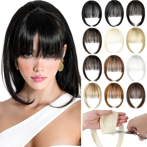 Dulchany Women's Synthetic Fluffy Straight Wig - 16cm, 26cm Sideburns, Straight Cut Bangs, Heat-Resistant, Anti-Tangle, Natural Shades, Washable for Daily Use & Special Occasions