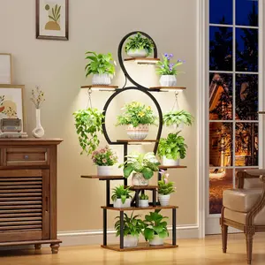 Plant Stand Indoor with Grow Light - 9 Tiered Metal Plant Stand, 63" Tall Indoor Plant Stand for Multiple Plants, Large Plant Shelf with Grow Light, Lighted Plant Stand for Indoor Plants