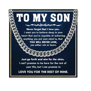 Cuban Link Chain Necklace To My Son Love Knot Love Forever Love Alluring Beauty Interlocking Hearts Cuban Link Chain Necklace With Message Card For Sons From Mom Dad Meaningful Gifts For Sons From Mother Father