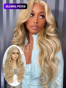 Lehanhair 24 Inch Long Body Wave Wig for Women, Gorgeous Fluffy No-Bangs Synthetic Heat Resistant 13x6 Lace Front Wig for Daily Use and Parties, Glueless Wig