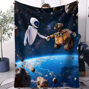 Wall-E And Eve Print Blanket Flannel Blanket for Home Bedroom Bed Sofa Office Children's Cover Adult Soft Blanket Kids Cute Gift.Thin Blanket Dream Workshop