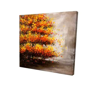 212 MAIN Artistic Dotted Tree Brown Nature Scene Canvas Wall Art, 24x24 in. Photo Print - Home Decor Decoration for Room, Outdoors-Inspired Home Supplies