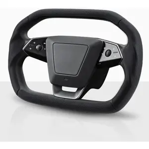 Steering Wheel Cover for Cybertruck 2023-Present Leather Steering Wheel Cover for Tesla Cybertruck Truck Car Steering Wheel Accessories (Perforated Black)