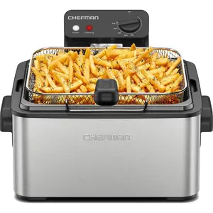 Deep Fryer, 4.5 Quart / 18 Cup XL with Basket Strainer, Removable Oil Container, Windowed Lid & Adjustable Temperature – Perfect for Fried Chicken, French Fries & Chips – Stainless Steel