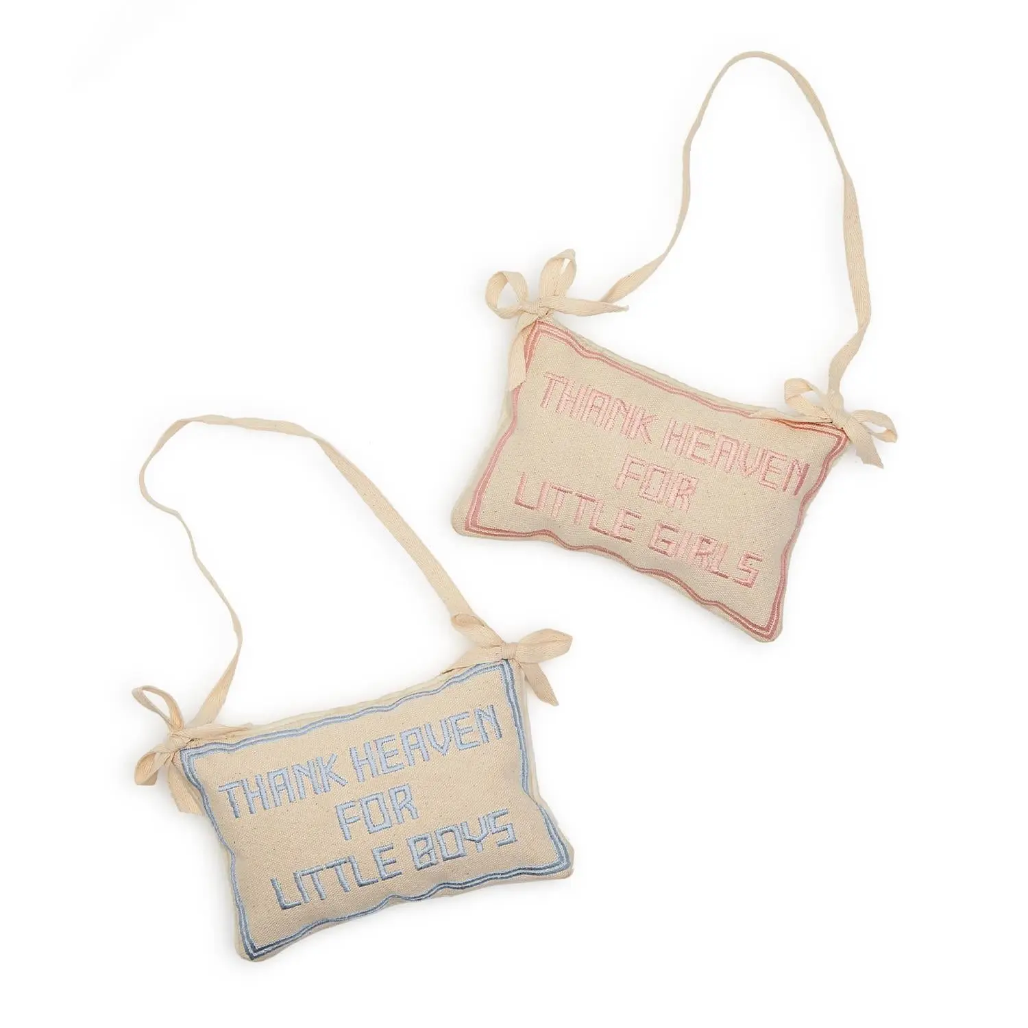 Two's Company | Thank Heaven Embroidered Pillow Door Hanger Décor